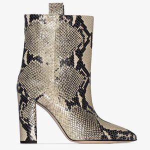 Paris Texas Beige 100 Snake Print Ankle Boots